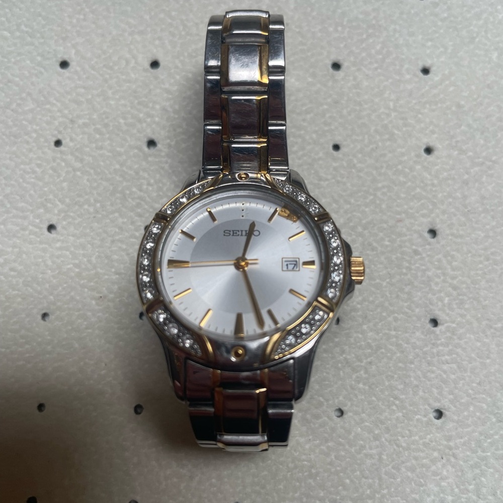 Seiko Two-Tone Watch with Crystal Details